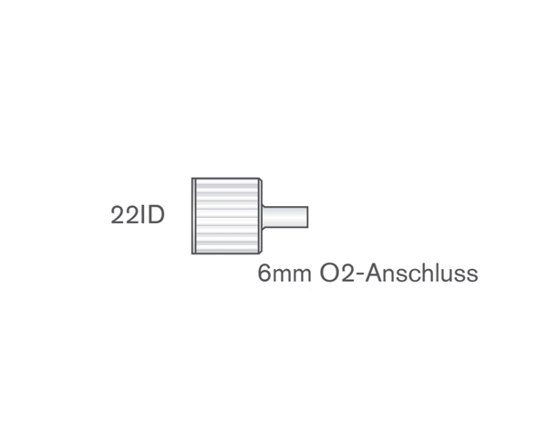 Grafik: Adapter gerade, 22ID, 6mm O2-Anschluss