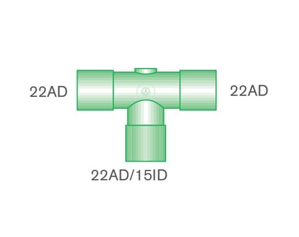 Grafik: T-Stück 22AD - 22AD/15ID - 22AD