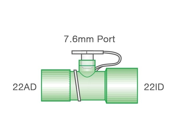 Grafik: Adapter gerade, 22AD - 22ID, 7.6mm Öffnung