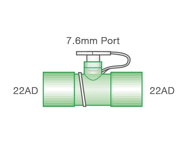 Grafik: Adapter gerade, 22AD - 22AD, 7.6mm Öffnung