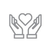 Icon von zwei Händen und einem Herz