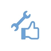 Icon mit Daumen nach oben und Schraubenschlüssel