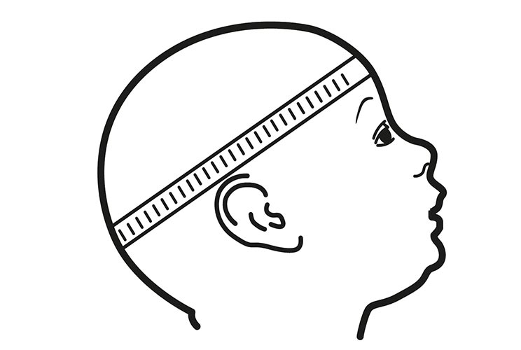 Gebrauchsanweisung Kopfumfang Maßband Abbildung Schritt 1