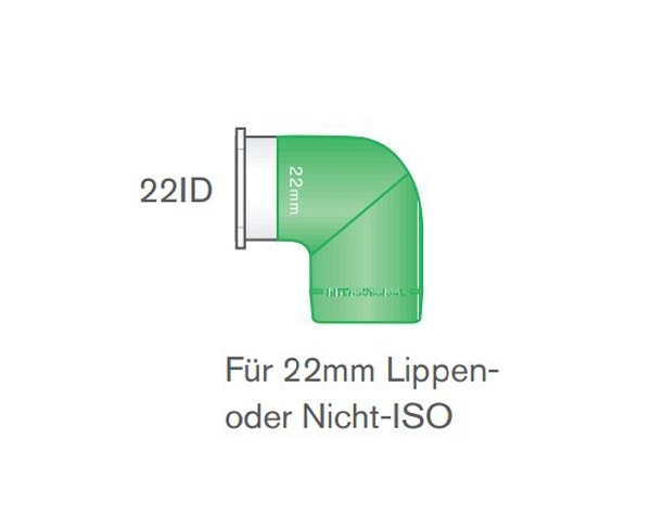 Grafik: Elastomer-Soft-Konnektor 22ID mit Winkel – für 22mm Lippen oder Nicht-ISO-Konnektor