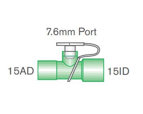 Grafik: Adapter gerade 15AD - 15ID, Öffnung 7.6mm