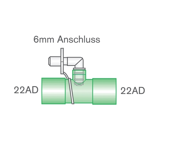 Grafik: Adapter gerade, 22AD - 22AD, 6mm O2-Anschluss