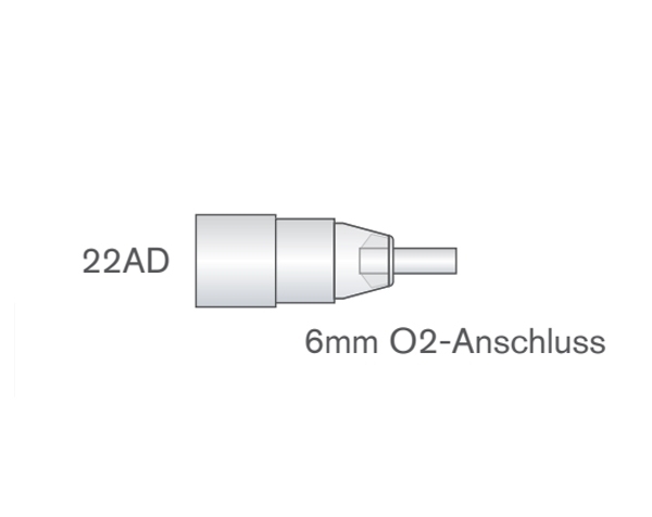 Grafik: Adapter gerade, 22AD, 6mm O2-Anschluss