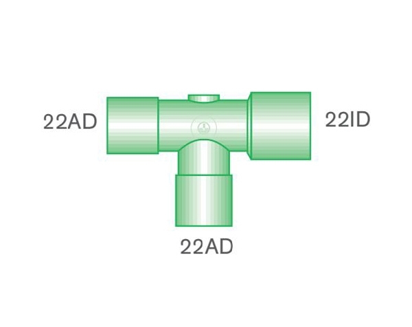 Grafik: T-Stück 22AD - 22AD - 22ID