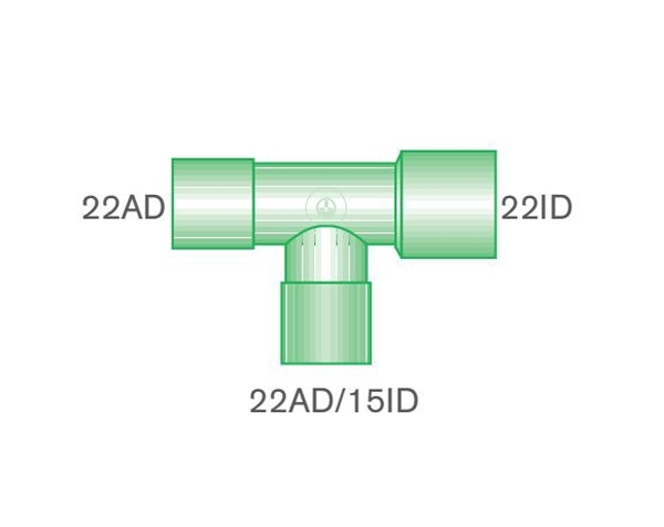 Grafik: T-Stück 22AD - 22AD/15ID - 22ID