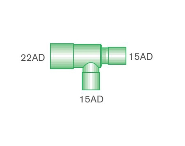 Grafik: T-Stück 15AD - 15AD - 22AD