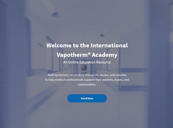 Screenshot der Startseite der Vapotherm Academy